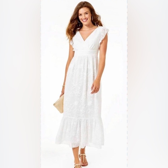 Lilly Pulitzer NWT Autumn midi lined/white dress size 12 - Picture 1 of 14